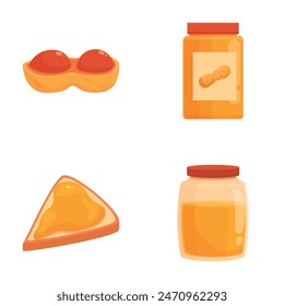 Vector illustrations of peanut butter, honey jar, and related snacks