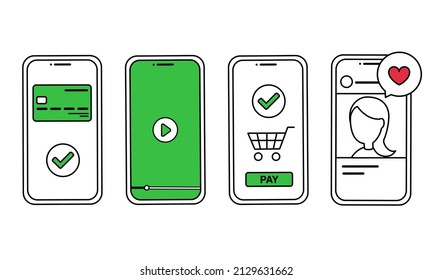 Vector illustrations of people who use smartphones