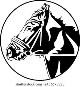 Silueta de un caballo, gráfico de Vector de la cabeza de un caballo. Icono de caballo, logo