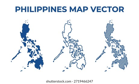 Vector illustrations of the Philippines map in various styles.