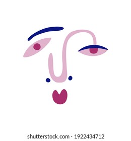 Vector illustrations portrait, surreal face. Abstract shapes. Posters with modern face