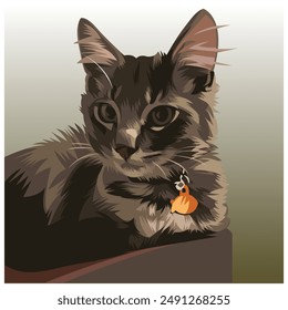 vector illustrations of portraits of cats on a colored background. wall art print poster