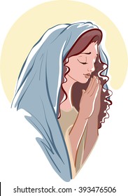vector illustrations of praying virgin Mary