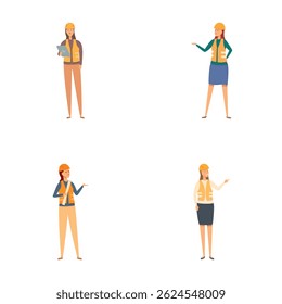 Vector illustrations of a professional woman in different stances, suitable for corporate use