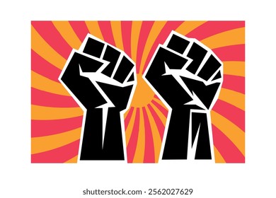 Vector Illustrations of Protest and Freedom, human fist, protest art, rebel spirit, freedom fight, hand gesture, activism symbol, equality rights, empowerment message, struggle hands, human rights