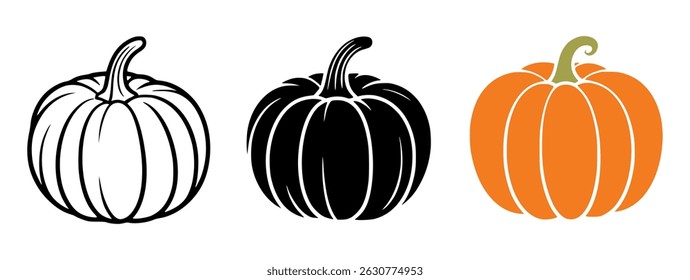 Vector illustrations of pumpkin in different styles