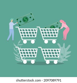 vector illustrations put your investment in a different basket don't put in one basket. good investment for best future. vector illustrations shown how your investment safe