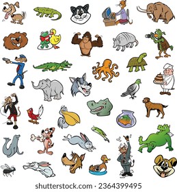 vector illustrations of a random cartoon animal collection