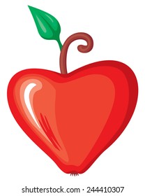 Vector illustrations of  red heart apple with Valentine's Day