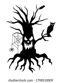 Vector illustrations of Scary Halloween Tree