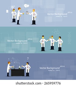 Vector illustrations of scientists in laboratories conducting research