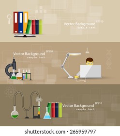 Vector illustrations of scientists in laboratories conducting research