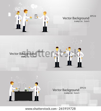 Vector illustrations of scientists in laboratories conducting research