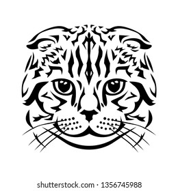 Vector illustrations of Scottish Fold cat stilized head