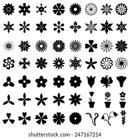 Vector illustrations of set of 64 flowers icons