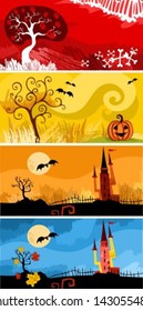 vector illustrations set of a cards for Halloween party