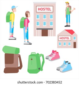 Vector illustrations set cheap travel