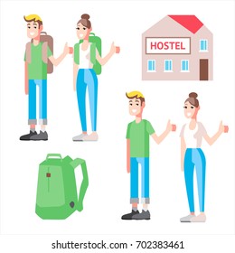 Vector illustrations set cheap travel