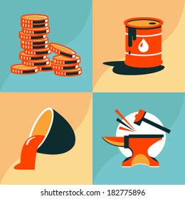 Vector illustrations. Set of flat design icons. Business and industry