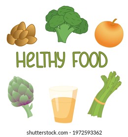 Vector illustration's set of healthy product icons.