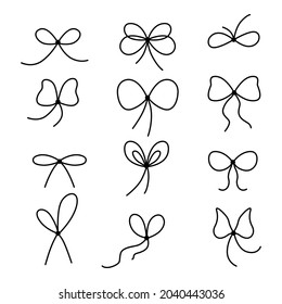 Vector illustrations of set of lace bows icon