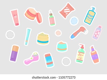 Vector illustrations set with skin care products.