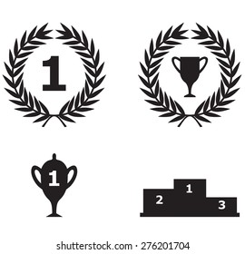 Vector illustrations of set sport triumph icon