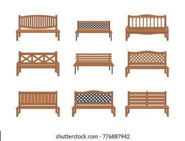 Vector illustrations. Set of street benches.