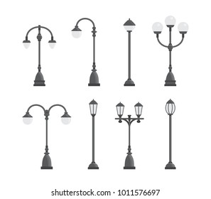 Vector illustrations. Set of street lamps.