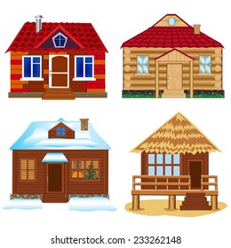 Vector illustrations several lodges on white background