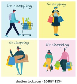 Ilustraciones vectoriales Concepto de compra con diferentes personas para el desarrollo de sitios web y sitios web móviles en el diseño plano