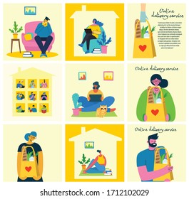 Vector illustrations Shopping concept of Online delivery with different people for website and mobile website development in the flat design