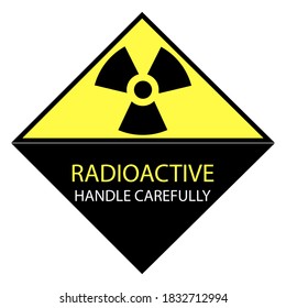 Ilustraciones vectoriales Firmar iconos de advertencia y el manejo de texto radioactivo cuidadosamente