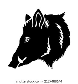 Vector illustrations of silhouette boar heads in profile icon