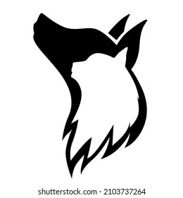 Vector illustrations of silhouette of a cat and dog profile icon