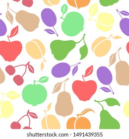 Vector illustrations of silhouette of color fruits pattern seamless