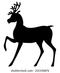 Vector illustrations of silhouette of cute Christmas deer
