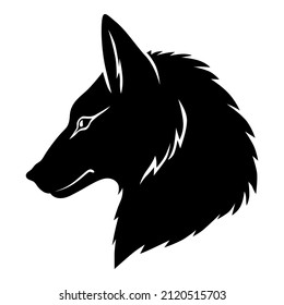 Vector illustrations of silhouette fox heads in profile icon