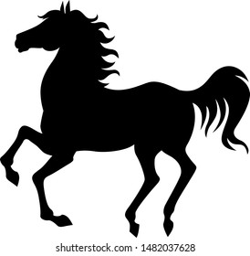 Vector illustrations of silhouette of a galloping arab horse
