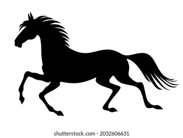 Vector illustrations of silhouette of a galloping horse