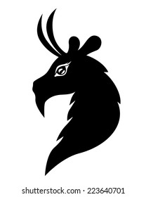 Vector illustrations of silhouette of silhouette goat head - symbol 2015