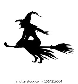 Vector illustrations of silhouette Halloween evil witch