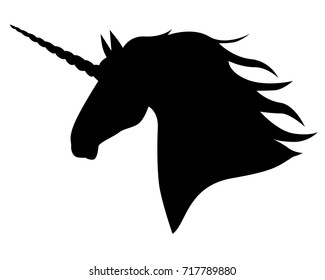 Vector illustrations of silhouette head horned mycology beautiful unicorn