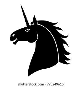 Vector illustrations of silhouette head horned mycology fun unicorn