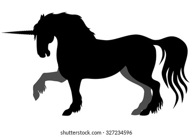 Vector illustrations of silhouette horned mycology  unicorn