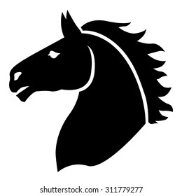 Vector illustrations of silhouette horses head in profile
