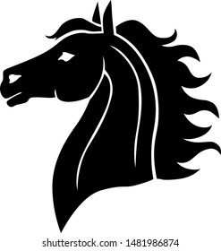 Vector illustrations of silhouette horses heads in profile