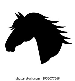 Vector illustrations of silhouette horses heads in profile