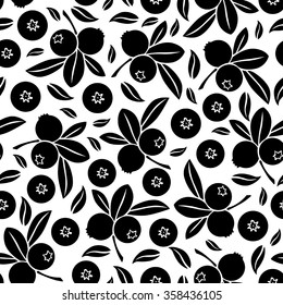 Vector illustrations of silhouette image of blueberry seamless pattern