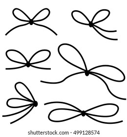 Vector illustrations of silhouette image of thread bow set